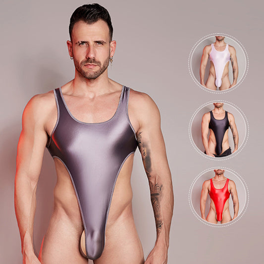 Temptation Strap Silky High Stretch Sexy Bodysuit for Men